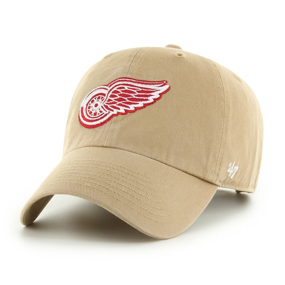 NHL Khaki Detroit Red Wings '47 Logo Clean Up Adjustable Hat