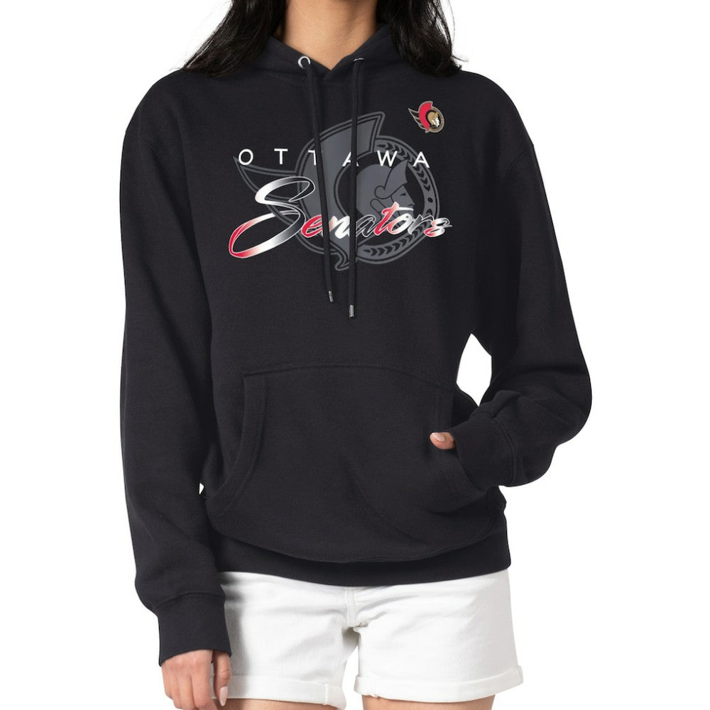 NHL Black Ottawa Senators G-III 4Her by Carl Banks Shadow Logo Fleece Pullover Hoodie