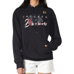 NHL Black Chicago Blackhawks G-III 4Her by Carl Banks Shadow Logo Fleece Pullover Hoodie