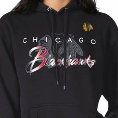NHL Black Chicago Blackhawks G-III 4Her by Carl Banks Shadow Logo Fleece Pullover Hoodie