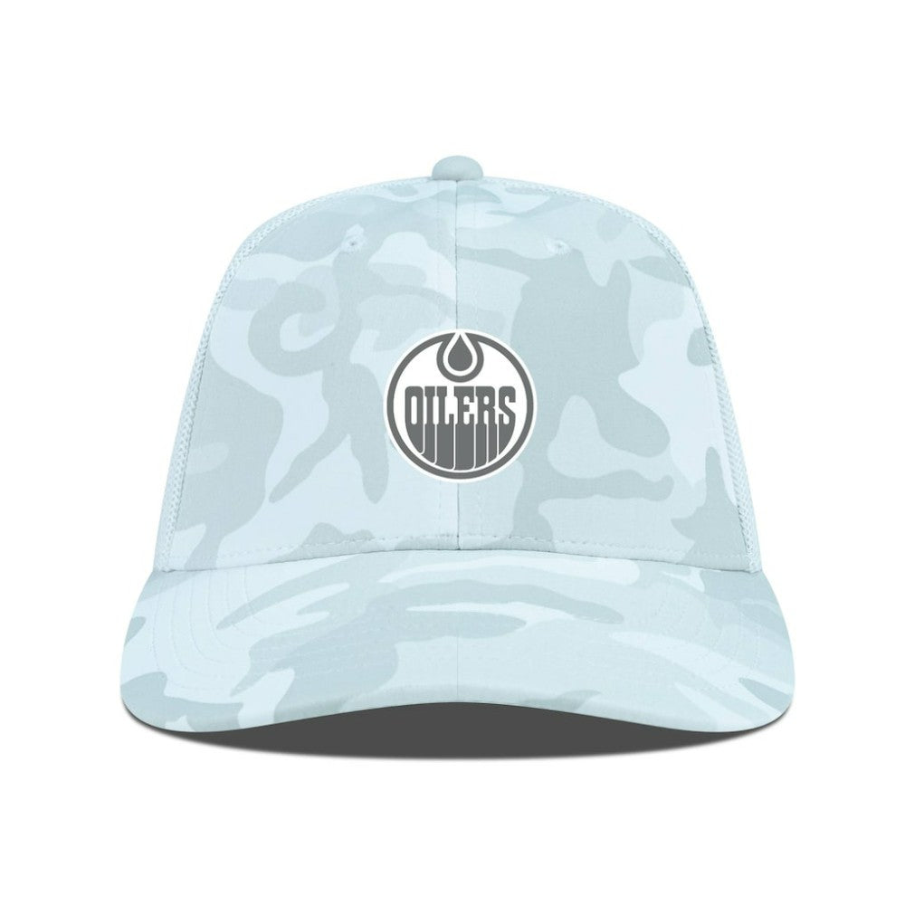 NHL Camo Edmonton Oilers Levelwear Clash Slate & Snow Meshback Flex Hat