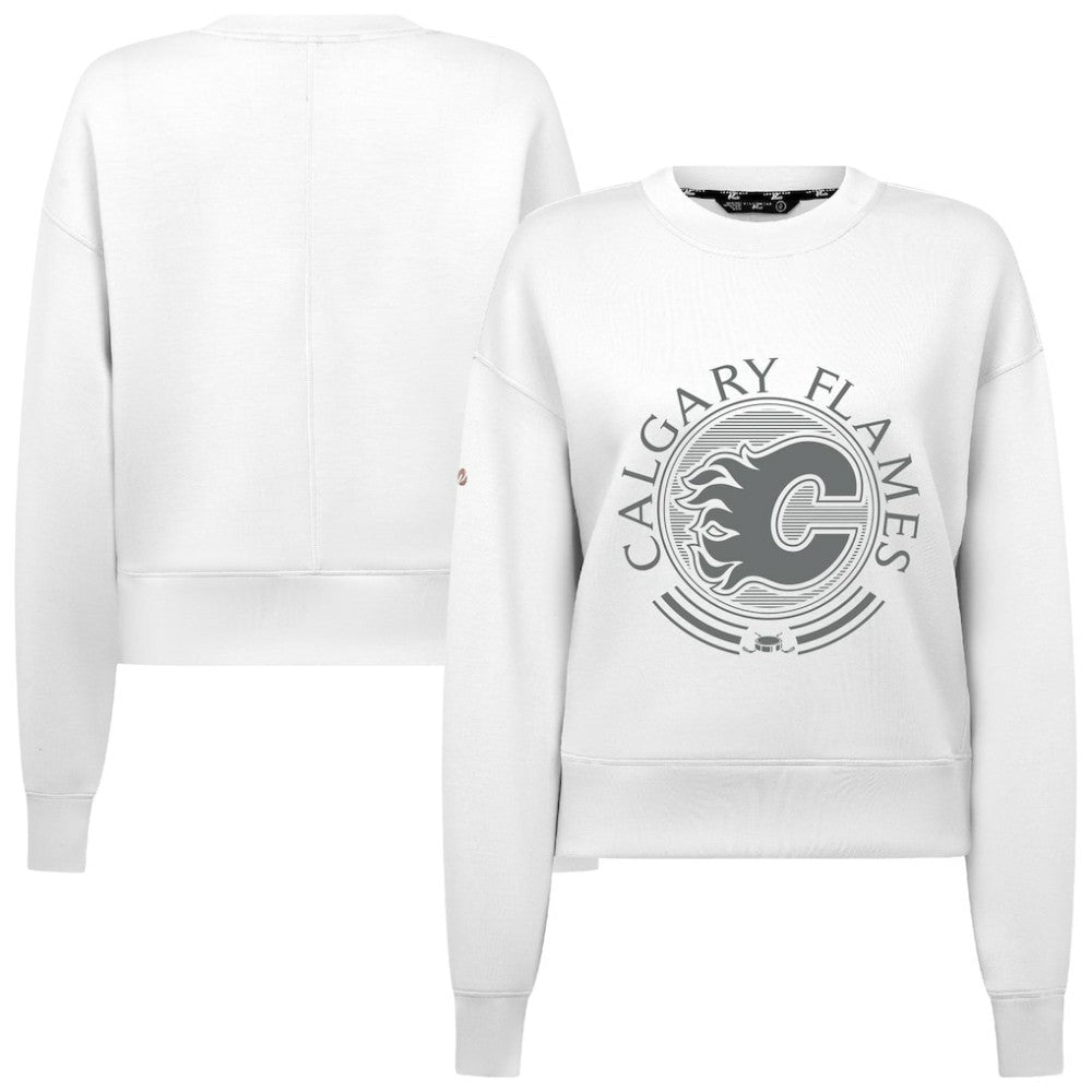 NHL White Calgary Flames Levelwear Women's Slate & Snow Sponge Tri-Blend Sweatshirt