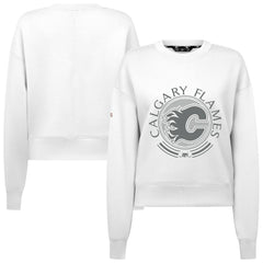 NHL White Calgary Flames Levelwear Women's Slate & Snow Sponge Tri-Blend Sweatshirt