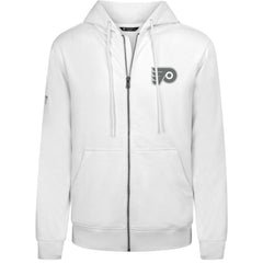 NHL White Philadelphia Flyers Levelwear Podium Chenille Logo Full-Zip Hoodie