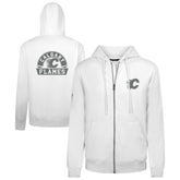 NHL White Calgary Flames Levelwear Podium Chenille Logo Full-Zip Hoodie