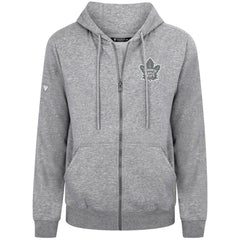 NHL Gray Toronto Maple Leafs Levelwear Podium Chenille Logo Full-Zip Hoodie