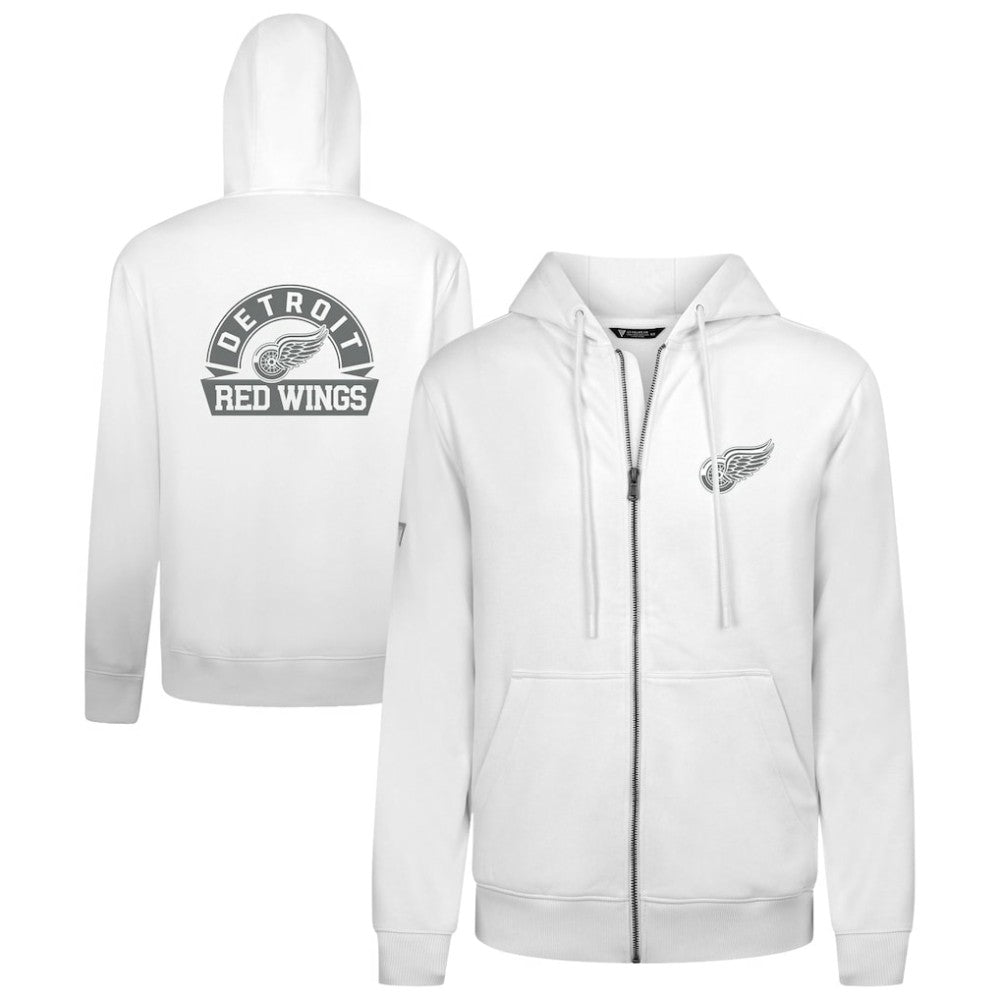 NHL White Detroit Red Wings Levelwear Podium Chenille Logo Full-Zip Hoodie