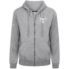 NHL Gray Pittsburgh Penguins Levelwear Podium Chenille Logo Full-Zip Hoodie
