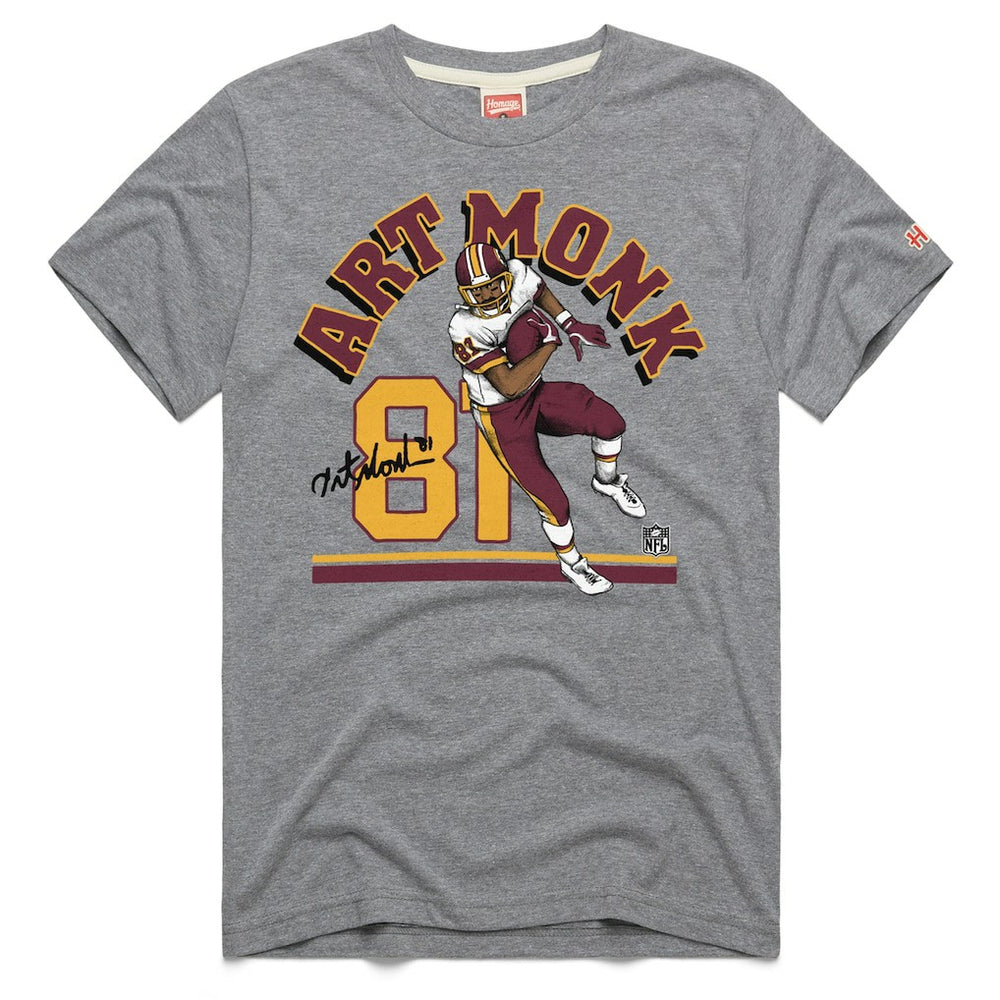 Art Monk Homage Unisex Retired Player Classic Illustration Tri-Blend T-Shirt - Washington Commanders