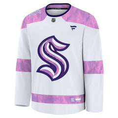 NHL White Seattle Kraken Fanatics Hockey Fights Cancer Survivor Practice Jersey