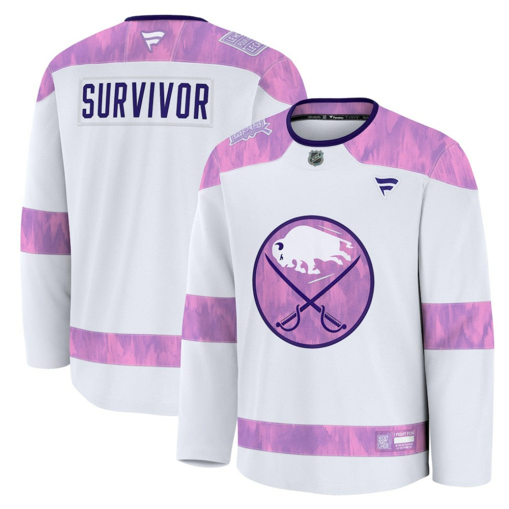 NHL White Buffalo Sabres Fanatics Hockey Fights Cancer Survivor Practice Jersey