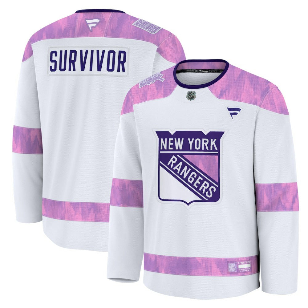 NHL White New York Rangers Fanatics Hockey Fights Cancer Survivor Practice Jersey
