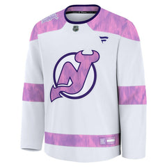 NHL White New Jersey Devils Fanatics Hockey Fights Cancer Survivor Practice Jersey