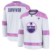 NHL White Edmonton Oilers Fanatics Hockey Fights Cancer Survivor Practice Jersey