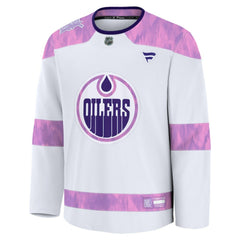 NHL White Edmonton Oilers Fanatics Hockey Fights Cancer Survivor Practice Jersey