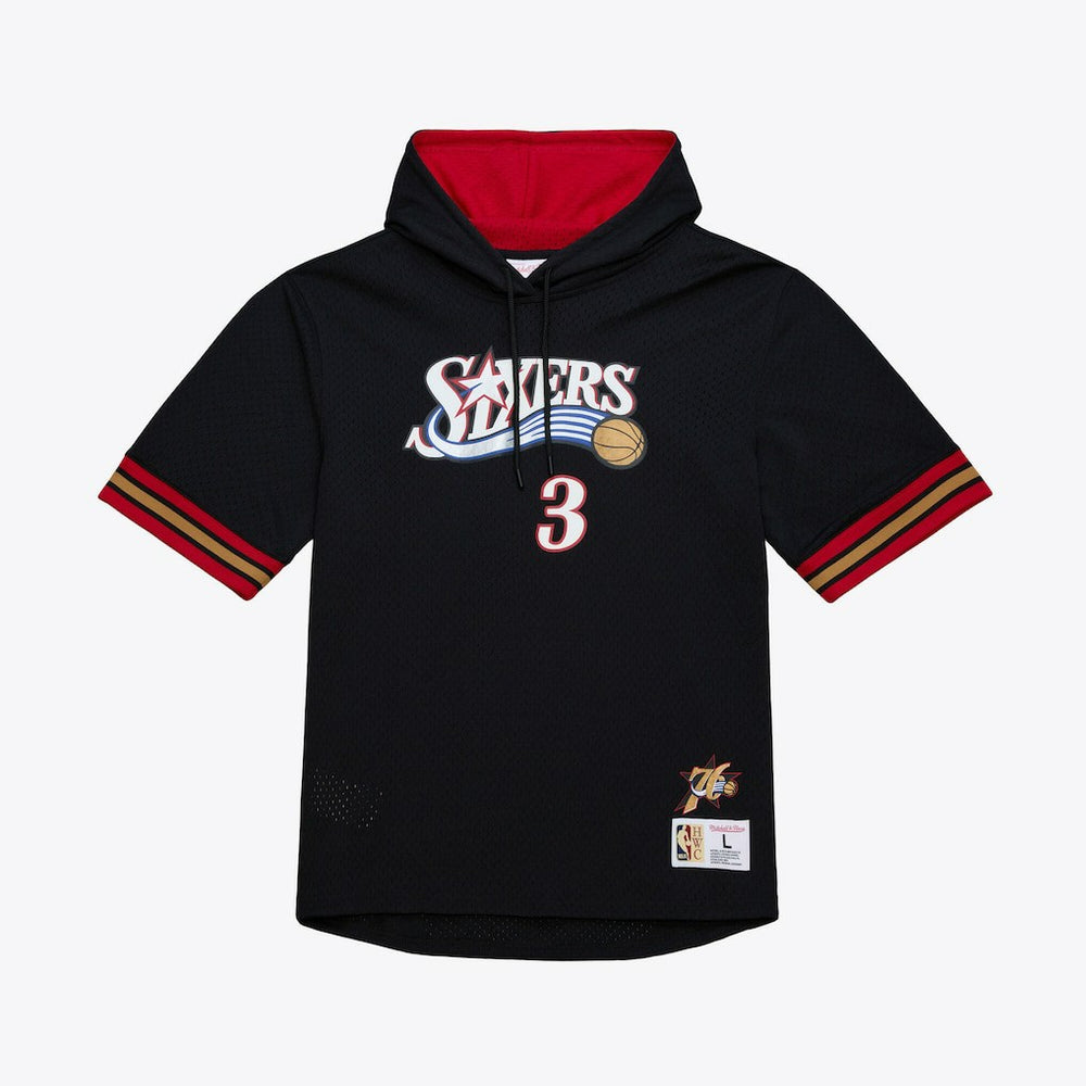 NBA Allen Iverson Philadelphia 76ers Mesh Name & Number Short Sleeve Hoodie
