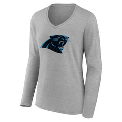Women's Team Authentic Personalized Name & Number Long Sleeve V-Neck T-Shirt - Carolina Panthers
