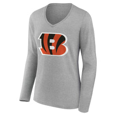 Women's Team Authentic Personalized Name & Number Long Sleeve V-Neck T-Shirt - Cincinnati Bengals