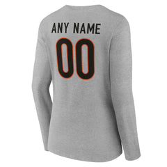 Women's Team Authentic Personalized Name & Number Long Sleeve V-Neck T-Shirt - Cincinnati Bengals