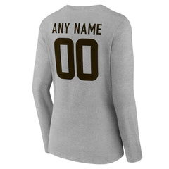 Women's Team Authentic Personalized Name & Number Long Sleeve V-Neck T-Shirt - Cleveland Browns