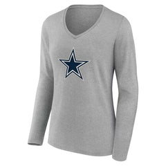Women's Team Authentic Personalized Name & Number Long Sleeve V-Neck T-Shirt - Dallas Cowboys