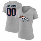 Women's Team Authentic Personalized Name & Number V-Neck T-Shirt - Denver Broncos