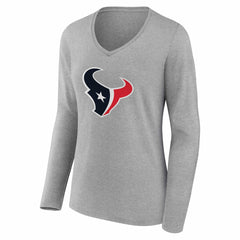 Women's Team Authentic Personalized Name & Number Long Sleeve V-Neck T-Shirt - Houston Texans