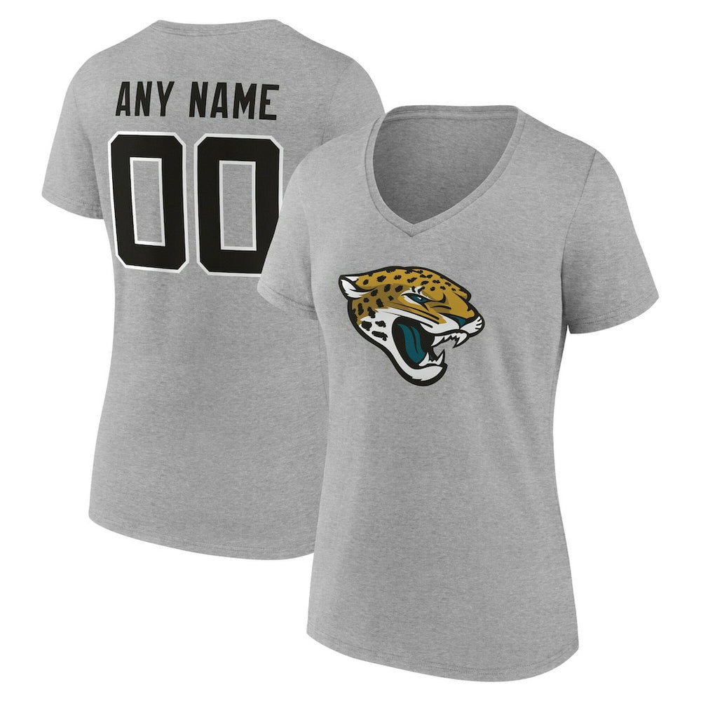 Women's Team Authentic Personalized Name & Number V-Neck T-Shirt - Jacksonville Jaguars