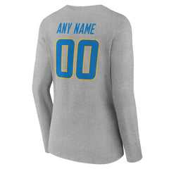 Women's Team Authentic Personalized Name & Number Long Sleeve V-Neck T-Shirt - Los Angeles Chargers