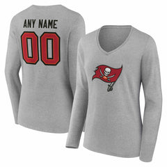 Women's Team Authentic Personalized Name & Number Long Sleeve V-Neck T-Shirt - Tampa Bay Buccaneers