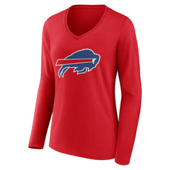 Women's Team Authentic Personalized Name & Number Long Sleeve V-Neck T-Shirt - Buffalo Bills