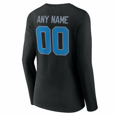 Women's Team Authentic Personalized Name & Number Long Sleeve V-Neck T-Shirt - Detroit Lions