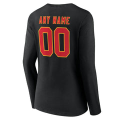 Women's Team Authentic Personalized Name & Number Long Sleeve V-Neck T-Shirt - Kansas City Chiefs