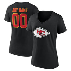 Women's Team Authentic Personalized Name & Number V-Neck T-Shirt - Kansas City Chiefs