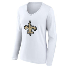 Women's Team Authentic Personalized Name & Number Long Sleeve V-Neck T-Shirt - New Orleans Saints