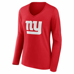 Women's Team Authentic Personalized Name & Number Long Sleeve V-Neck T-Shirt - New York Giants