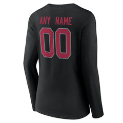 Women's Team Authentic Personalized Name & Number Long Sleeve V-Neck T-Shirt - Arizona Cardinals