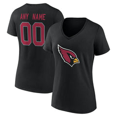 Women's Team Authentic Personalized Name & Number V-Neck T-Shirt - Arizona Cardinals