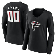 Women's Team Authentic Personalized Name & Number Long Sleeve V-Neck T-Shirt - Atlanta Falcons
