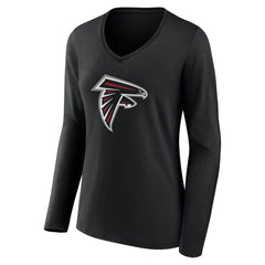 Women's Team Authentic Personalized Name & Number Long Sleeve V-Neck T-Shirt - Atlanta Falcons