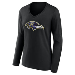 Women's Team Authentic Personalized Name & Number Long Sleeve V-Neck T-Shirt - Baltimore Ravens