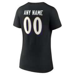Women's Team Authentic Personalized Name & Number V-Neck T-Shirt - Baltimore Ravens