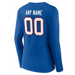 Women's Team Authentic Personalized Name & Number Long Sleeve V-Neck T-Shirt - Buffalo Bills