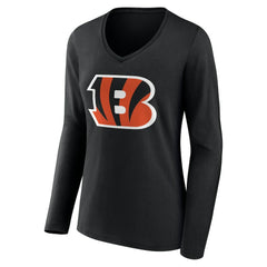 Women's Team Authentic Personalized Name & Number Long Sleeve V-Neck T-Shirt - Cincinnati Bengals