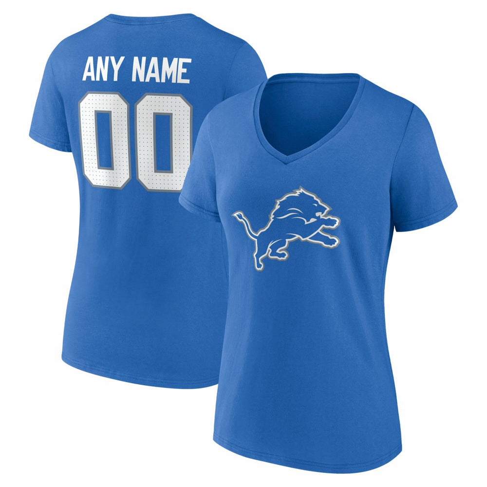 Women's Team Authentic Personalized Name & Number V-Neck T-Shirt - Detroit Lions