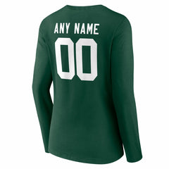 Women's Team Authentic Personalized Name & Number Long Sleeve V-Neck T-Shirt - Green Bay Packers