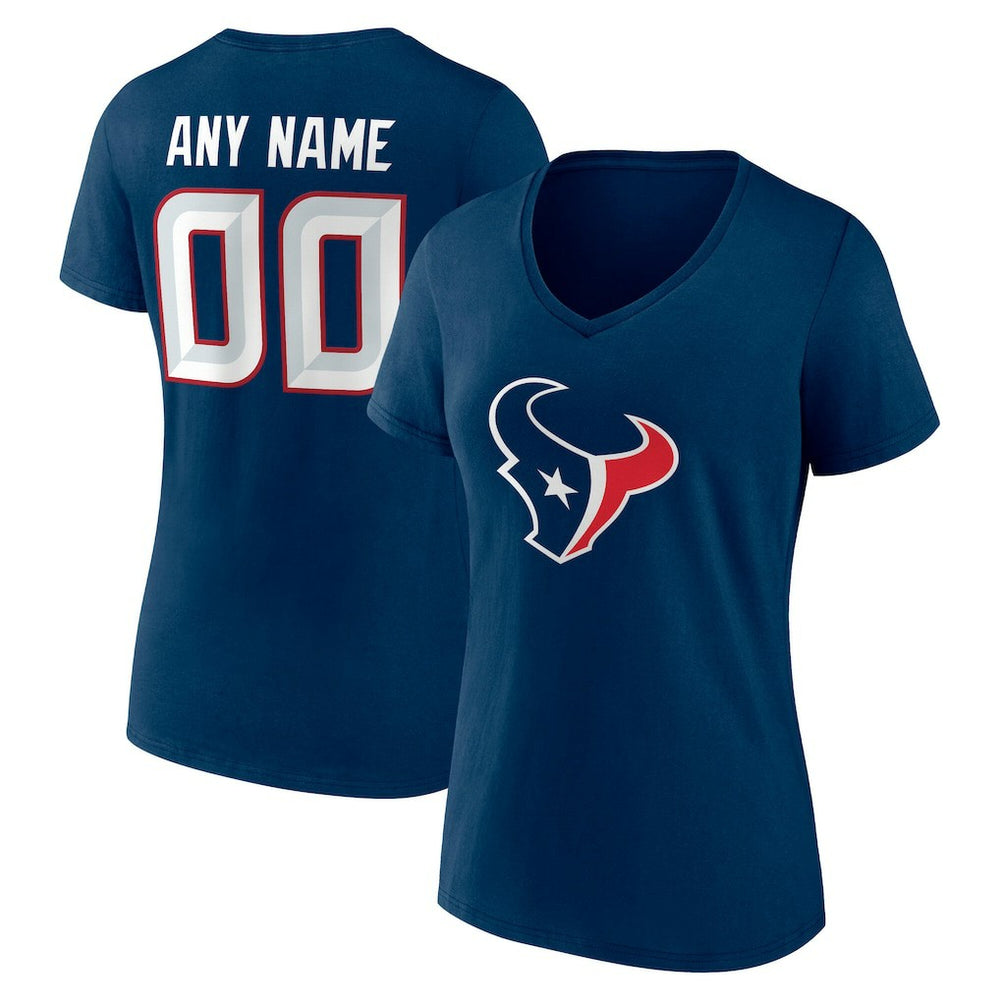 Women's Team Authentic Personalized Name & Number V-Neck T-Shirt - Houston Texans