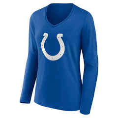 Women's Team Authentic Personalized Name & Number Long Sleeve V-Neck T-Shirt - Indianapolis Colts