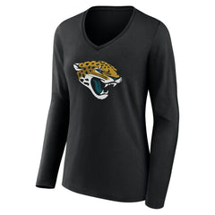 Women's Team Authentic Personalized Name & Number Long Sleeve V-Neck T-Shirt - Jacksonville Jaguars