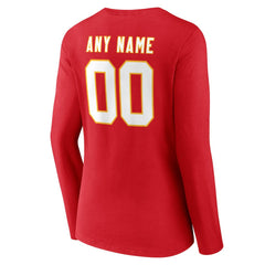 Women's Team Authentic Personalized Name & Number Long Sleeve V-Neck T-Shirt - Kansas City Chiefs